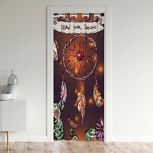 richhome Tribal Dreamcatcher mit Feder Blackout Vorhang Schrank Dekor, Starry Galaxy Kaktus Blume Tür Vorhang, Traum Catcher Tür Für Jungen Mädchen Frauen Männer (1 Panel,106x203) von richhome