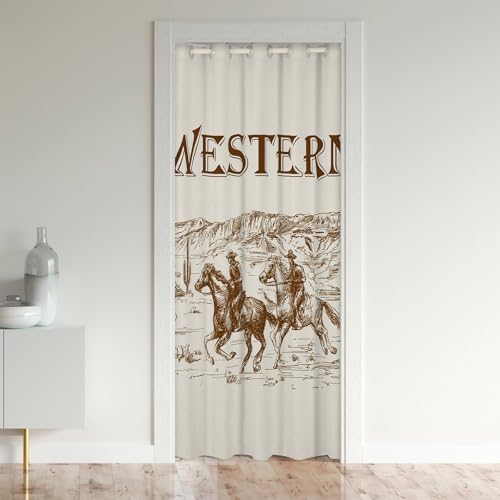 richhome Western Cowboys Tür Vorhang 1 Panel,106x203,Western Cowboys Pferd Tür Drape für Schrank Tür Wohnzimmer Schlafzimmer,Tropische Kaktus Pflanze Vorhang für temporäre Tür von richhome