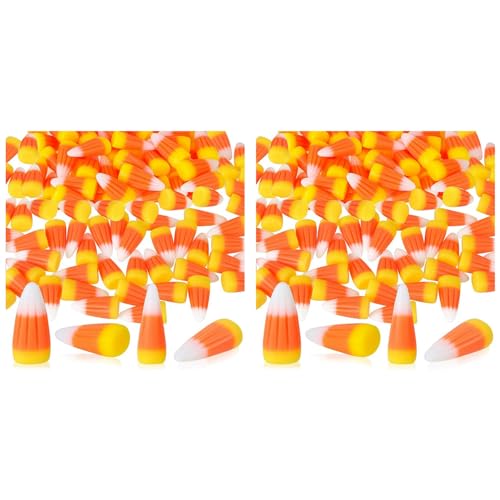 rieder 100 Stück Halloween-Harz-Zuckermais, Künstliche 3D-Zuckermaisperlen, Herbst-Faux-Mais-Scrapbooking-Verzierungen von rieder