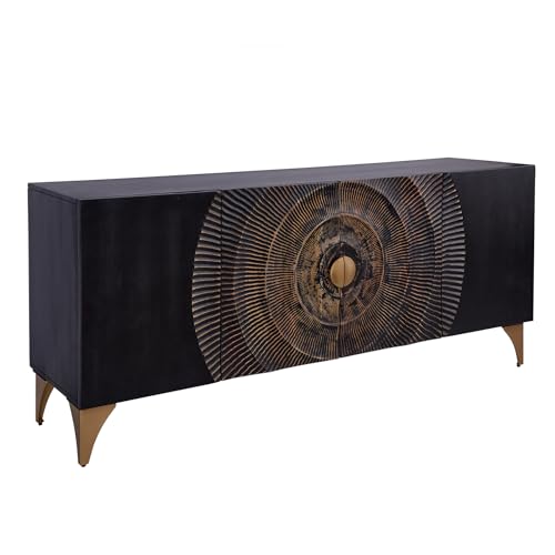 riess-ambiente.de Handgearbeitetes Sideboard GOLDEN Sunset 177cm schwarz Gold Mangoholz von Riess Ambiente