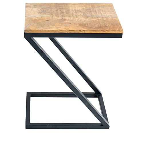 riess-ambiente.de Industrial Beistelltisch Butler 30cm Natur Mangoholz Metall schwarz Couchtisch Z-Design von Riess Ambiente