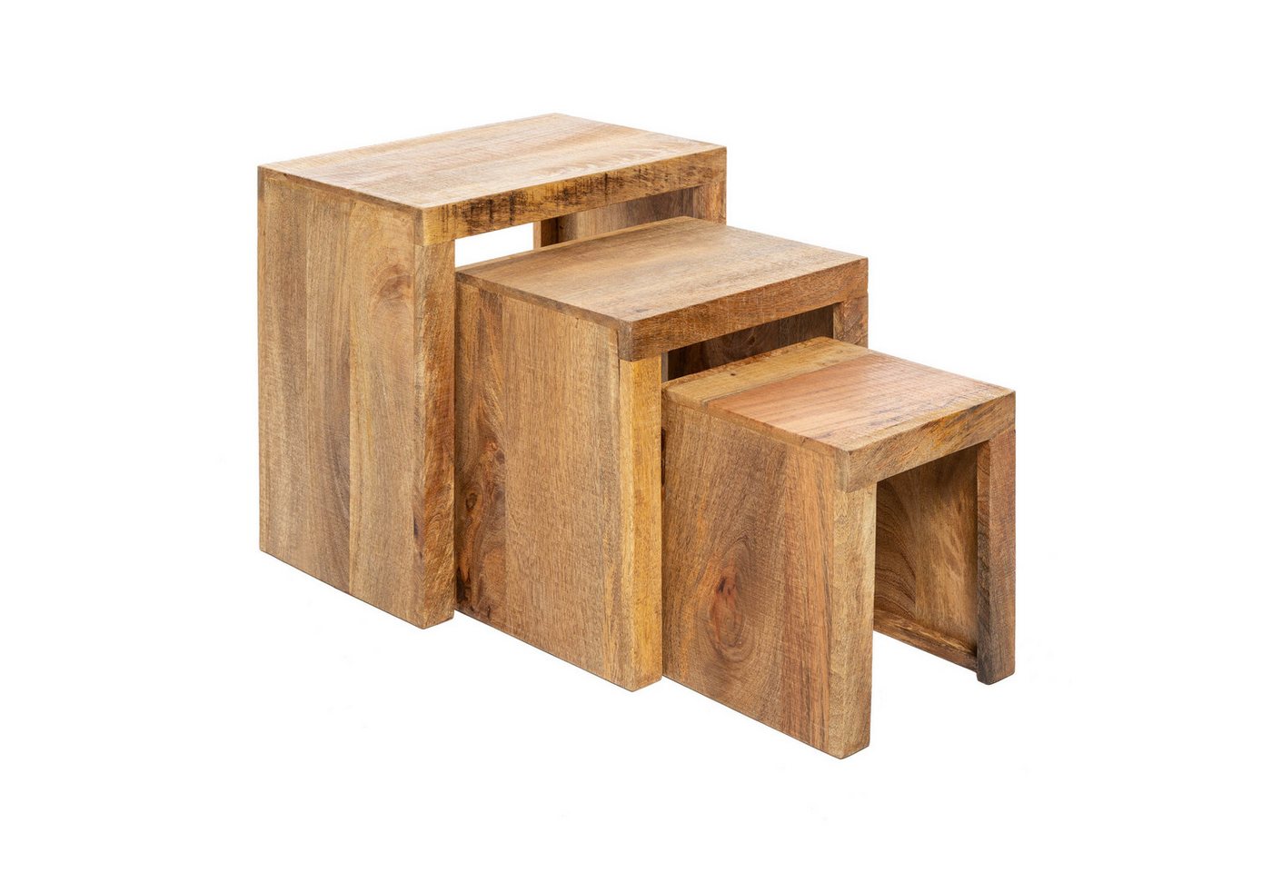 riess-ambiente Beistelltisch MAKASSAR 45cm natur (Set, 3-St), Massivholz · Handarbeit · Holztisch · Mangoholz von riess-ambiente