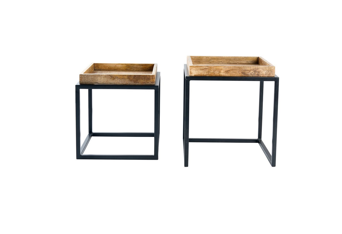 riess-ambiente Beistelltisch SERVITEUR 45cm natur / schwarz (Set, 2-St), Wohnzimmer · Mango-Massivholz · Metall · lackiert · Industrial Design von riess-ambiente