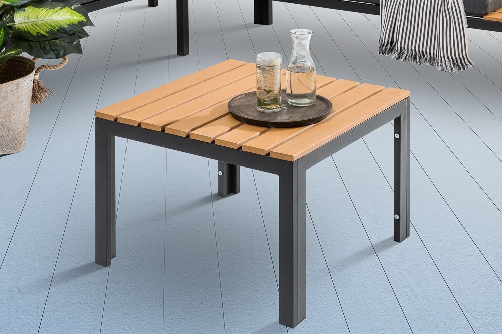 riess-ambiente Gartentisch ORLANDO LOUNGE 60cm anthrazit / natur, Metall · Terrasse · Balkon · Outdoor · Modern Design von riess-ambiente