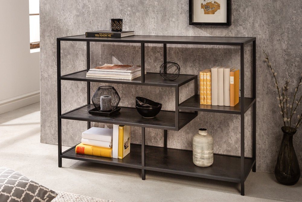 riess-ambiente Standregal SLIM LINE 115cm schwarz, Einzelartikel 1-tlg., Wohnzimmer · Esche-Design · Metall · mit Ablage · Industrial von riess-ambiente