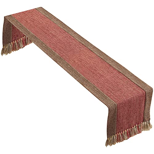 rismart Tischläufer Baumwolle Leinen zu Quasten für Essen Kommode Tabelle Rotbraun,38 x 240 cm von rismart