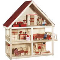 roba Puppenhaus, Puppenvilla inkl. Möbel und Puppen, Mädchen Spielzeug, Holz natur von roba