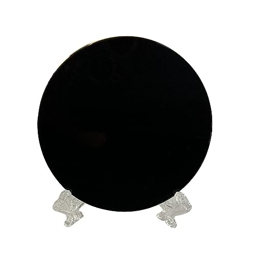 rockible Obsidian Steinscheibe, Obsidian Scrying Spiegel, Flache Scheibe, Platte, Feng Shui Spiegel, Kreisscheibe für Heimdekoration, 6CM von rockible