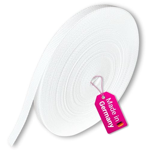 Gurtband 23mm Breite Farbe weiß 50m-Rolle Rolladengurt für Rolladen an Tür & Fenster reißfest & UV-beständig [50m22weiss] von rolllra