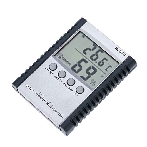rongweiwang HC520 Digital In/Out-Thermometer-Hygrometer Temperatur- und Feuchtigkeitsmessgerät Digital In/Out-Thermometer-Hygrometer LCD-Wetterstation mit Sensor-Draht von rongweiwang