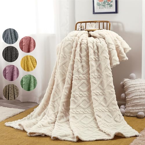 Flauschige Sherpa Kuscheldecke - Hochwertige Flanelldecke, Super Weiche Fleecedecke als Sofadecke, Tagesdecke oder Wohndecke Couchdecke Sofa üBerwurfdecke Wohn- und Schlafzimmer (#01 Beige,70x100cm) von routinfly