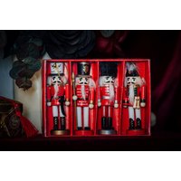 Weihnachten Nussknacker Set 4Er, Queen's Guard, Holzsoldat, Vintage Weihnachten, Weihnachtsgeschenke, Spielzeug, Hängeschmuck, Geschenkbox von royalpanopticon