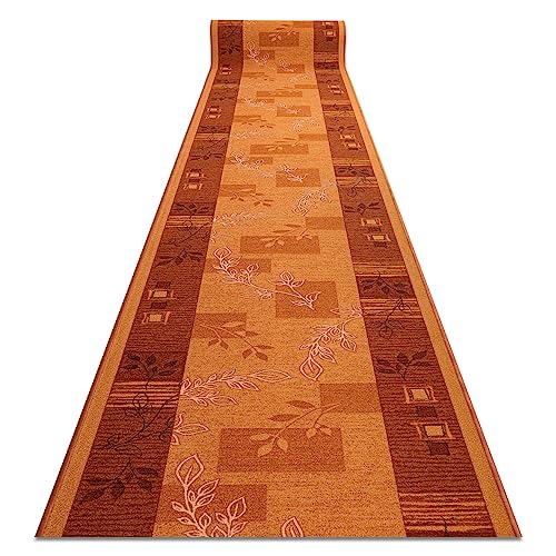 Modernen Preiswert Antirutsch Läufer Agadir Orange, Anti Rutsch Teppich rutschfest Brücke Meterware Rahmen für Küche Wohnzimmer, dauerhaft, 100x470 cm von rugsx