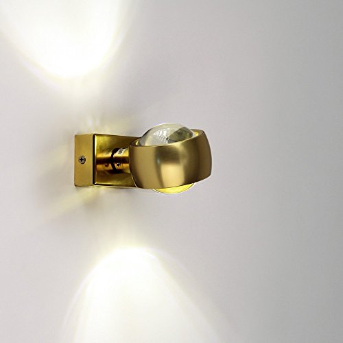 s.LUCE Wandleuchte Beam Up&Down mit Glaslinsen gold moderne Wohnzimmerleuchte mit Lichteffekt Schlafzimmerleuchte Flurbeleuchtung Treppenhaus von s.LUCE