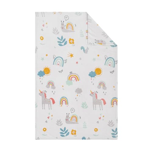 s.Oliver Kinderdecke 100x150 cm - Polyesterflausch Decke, warm & waschbar, Kuscheldecke Regenbogen und Einhorn Kinder weiß bunt s.Oliver Kinderdecke 100x150 cm - Polyesterflausch Decke, warm & waschbar, Kuscheldecke Regenbogen und Einhorn Kinder weiß bunt von s.Oliver