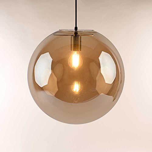 s.luce Orb Glaskugel Hängeleuchte Hängelampe Pendellampe Pendelleuchte Glaslampe, Farbe Schwarz/Amber, Größe Ø 30cm von s.luce