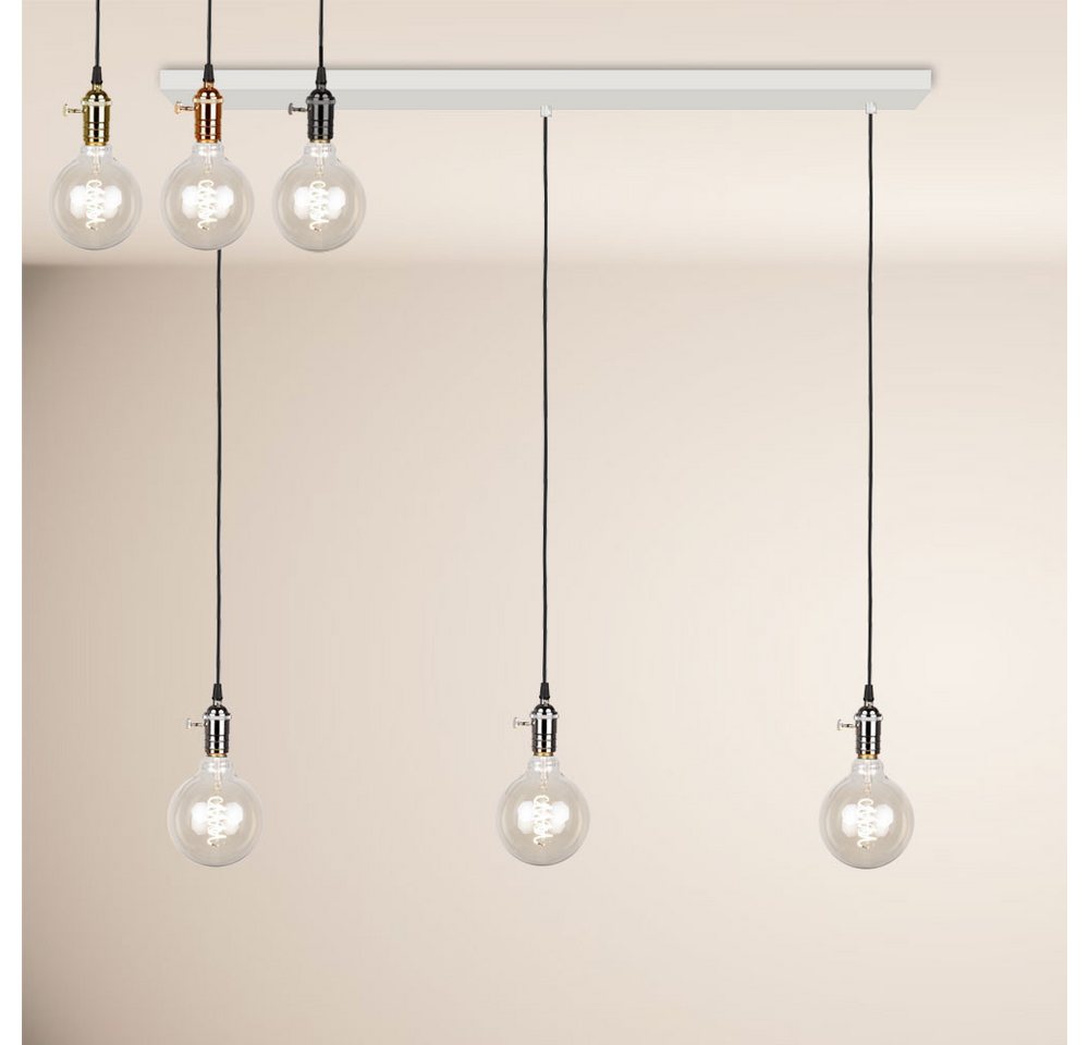 s.luce Pendelleuchte Socket Esstisch-Pendelleuchte 2 bis 5-flammig Balken Chrom, 130cm Schiene von s.luce