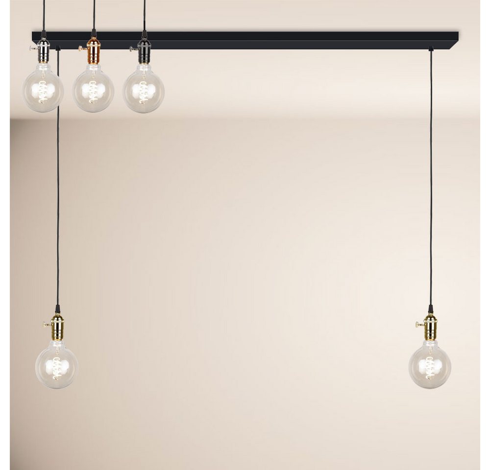 s.luce Pendelleuchte Socket Esstisch-Pendelleuchte 2 bis 5-flammig Balken Chrom, 160cm Schiene von s.luce