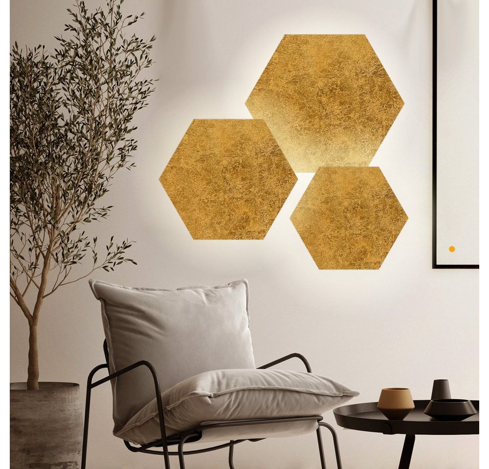 s.luce Wandleuchte LED Wandleuchten Kombination Hive Blattgold, Warmweiß von s.luce