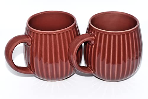 Saumo 2er Set 480 ml Hochwertige Handgefertigte Kaffeetassen aus Porzellan, Kaffee - Tasse in Modern Vintage Design - große Kaffeebecher mit großem Henkel für Kaffee & Tee von Saumo