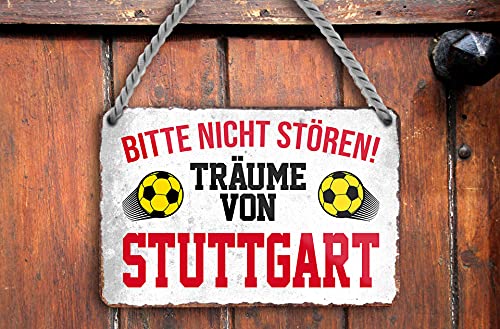 schilderkreis24 – Blechschild Lustiger Spruch “Bitte Nicht stören Träume von Stuttgart“ Deko Garage Artikel Sport Verein Geschenkidee Club Fußball Fan Liebhaber 18x12 cm von schilderkreis24