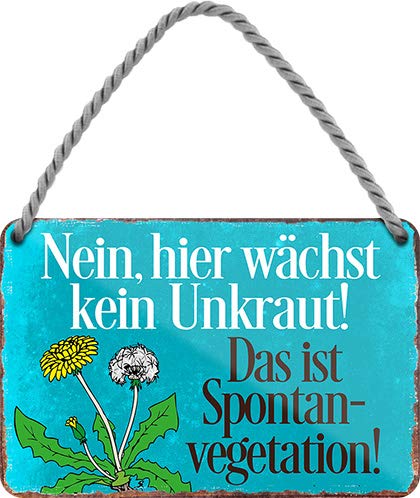 schilderkreis24 – Blechschild Lustiger Spruch “Nein Hier wächst kein Unkraut.“ Deko Humor Gartenschild Garten Eingang Tor Terrasse Witziges Geschenk zum Geburtstag oder Weihnachten 18x12 cm von schilderkreis24