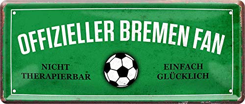 schilderkreis24 - Blechschilder Hier wohnt EIN Bremen Fan Deko Metallschild Schild Artikel Geschenk zum Geburtstag oder Weihnachten 28x12cm von schilderkreis24