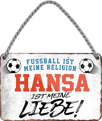 schilderkreis24 – Fußballschild “Fussball Religion Hansa“ Deko Garage Artikel Sport Verein Geschenkidee Club Weihnachten Fußball Fan Liebhaber Begeisterte 18x12 cm von schilderkreis24
