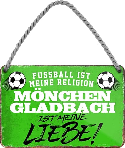 schilderkreis24 – Fußballschild “Fussball Religion Mönchen Gladbach“ Deko Garage Artikel Sport Verein Geschenkidee Club Weihnachten Fußball Fan Liebhaber Begeisterte 18x12 cm von schilderkreis24