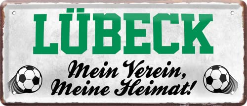 schilderkreis24 – Fußballschild Lübeck “Mein Verein, Meine Heimat!“ Deko Garage Artikel Sport Verein Geschenkidee Club Weihnachten Fußball Fan Liebhaber Begeisterte 28x12 cm von schilderkreis24