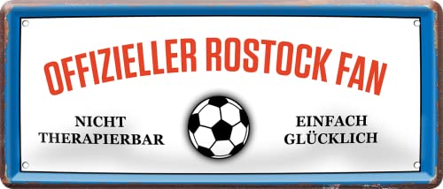 schilderkreis24 – Fußballschild “Offizieller Rostock Fan“ Deko Garage Artikel Sport Verein Geschenkidee Club Weihnachten Fußball Fan Liebhaber Begeisterte 28x12 cm von schilderkreis24