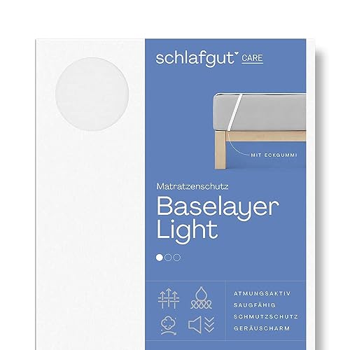 Schlafgut Light Molton Matratzenschoner 200x200 aus 100% atmungsaktiver Baumwolle, Matratzenauflage mit Eckgummis von schlafgut