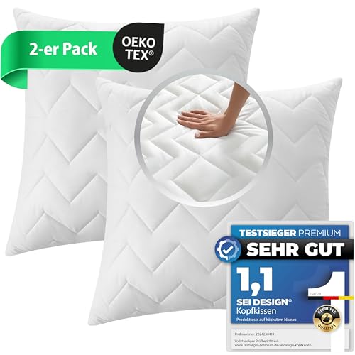 sei Design Deko-Kissen 2-er Set 40x40 cm Zierkissen Sofakissen für Couch Bett und Sofa gesteppt mit Reißverschluss Doppelpack Kopfkissen Ökotex | waschbar bis 95 Grad | Made in Europa von sei Design