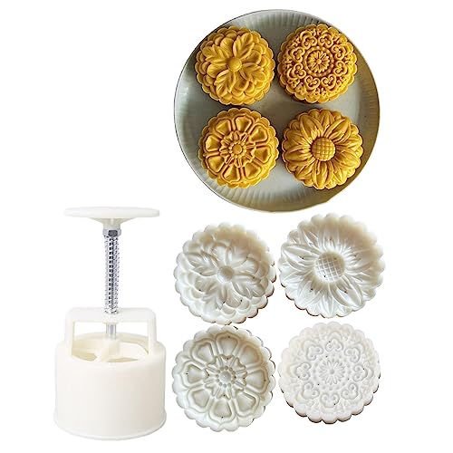 150g/200g Blume Form Gebäck Formen Mondkuchen Form Kunststoff Mondkuchen Form Hand Druck Werkzeug DIY Dessert Form Mondkuchen Backen Zubehör von seluluory