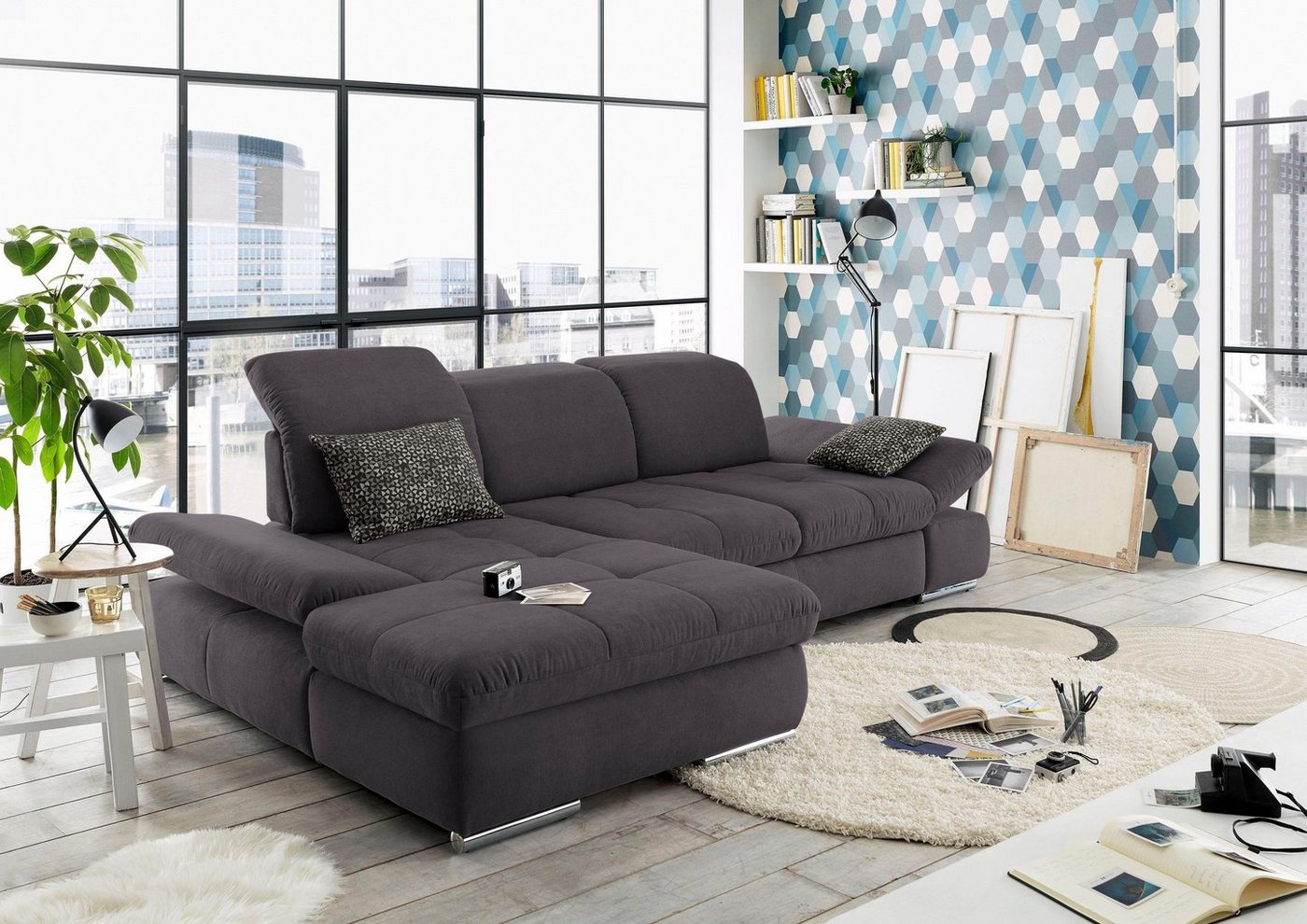 set one by Musterring Ecksofa SO4100 V, mit verstellbaren Kopfteilen, wahlweise mit Funktionen, Cord-Bezug set one by Musterring Ecksofa SO4100 V, mit verstellbaren Kopfteilen, wahlweise mit Funktionen, Cord-Bezug von set one by Musterring