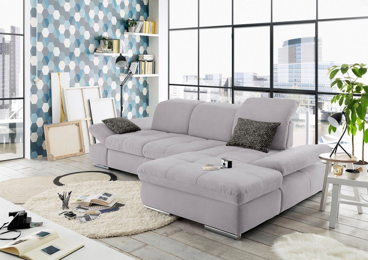 set one by Musterring Ecksofa SO4100 V, mit verstellbaren Kopfteilen, wahlweise mit Funktionen, Cord-Bezug set one by Musterring Ecksofa SO4100 V, mit verstellbaren Kopfteilen, wahlweise mit Funktionen, Cord-Bezug von set one by Musterring