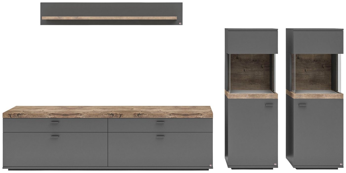 set one by Musterring Wohnwand Lancaster, 4-teilig mit Fronten in weiß oder grau, Breite ca.330cm set one by Musterring Wohnwand Lancaster, 4-teilig mit Fronten in weiß oder grau, Breite ca.330cm von set one by Musterring