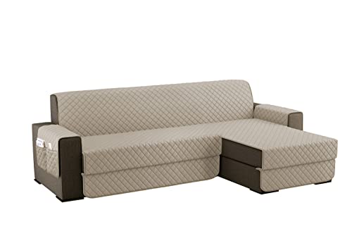sevi's Sofabezug L Form 250cm, Sesselschoner Wasserdicht Reversibel mit Auflage, Geeignet für alle Sofas - Beige von sevi's