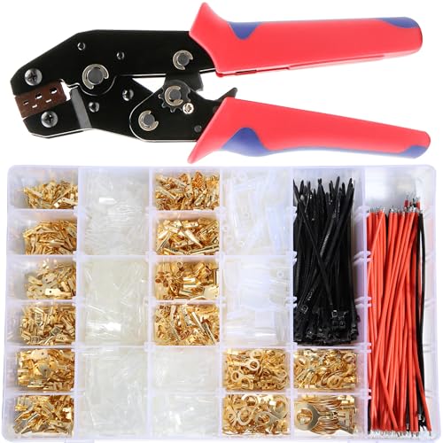 shengbowi 2.8/4.8/6.3mm weibliche männliche Spaten Crimp-Verbindungsstücke Elektrische Lugs Terminal Isolierdraht Quick Splice Sortiment Kit Wundstecker Crimp Spring Insert Draht Kaltpressverdrahtungs von shengbowi