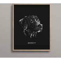 Benutzerdefinierte Linie Kunst Tierporträt | Minimaler Hunde Oder Katzen Kunstdruck von shophueandshade