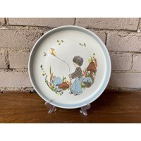 Denby Langley Englisch, Traumweber Kinderteller, Vintage Keramik, 1970Er Jahre, Pilze, Drachen Fliegend, Teller Für Kind von shoptigertiger