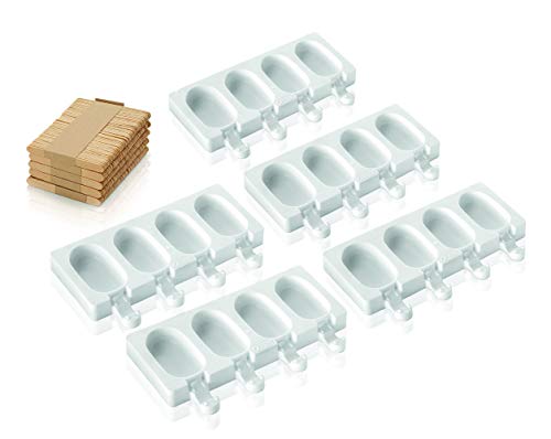 Silikomart | GEL01M Silikon-Eisform-Set MINI CLASSIC, Antihaft, 4 Eisformen, 4er Pack Eisformen + 50 Holzstäbchen, Einfaches Eis, 73 x 38 h 18 mm, Made in Italy Silikomart | GEL01M Silikon-Eisform-Set MINI CLASSIC, Antihaft, 4 Eisformen, 4er Pack Eisformen + 50 Holzstäbchen, Einfaches Eis, 73 x 38 h 18 mm, Made in Italy von silikomart