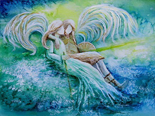 silwi-art ***** Engelbilder Engel Wanddeko Engelkarte XL ERZENGEL Michael UND ERZENGEL Raphael angelart Guardian angelcard von silwi-art