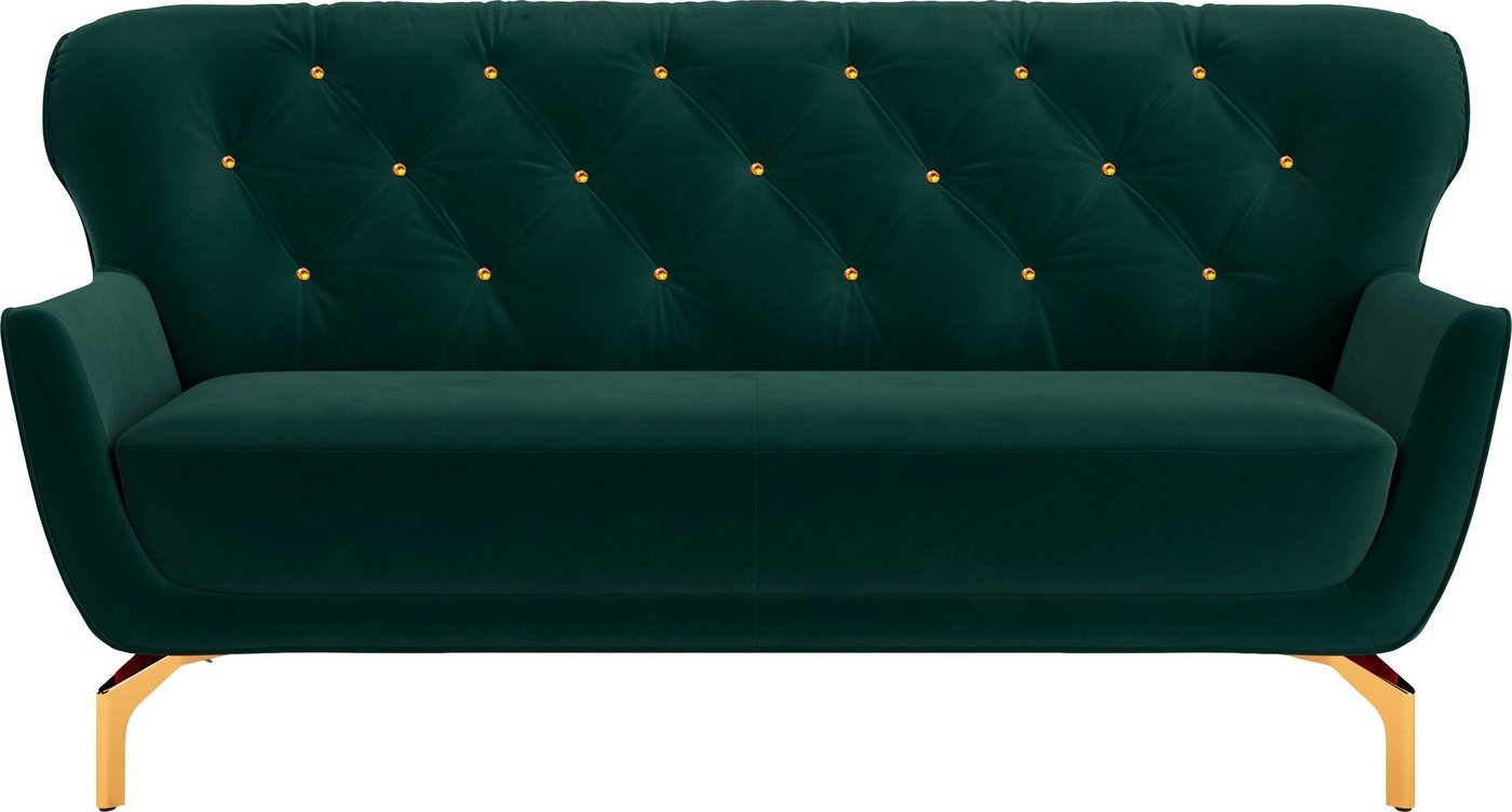 sit&more 3-Sitzer Orient 3 V, inkl. 2 Zierkissen mit Strass-Stein, goldfarbene Metallfüße von sit&more