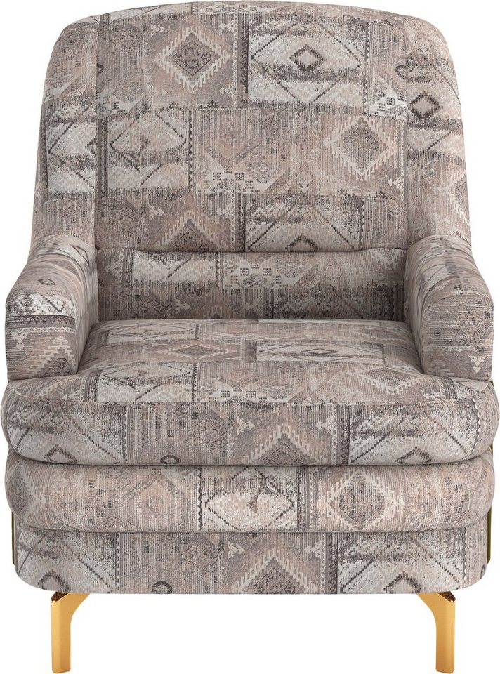 sit&more Sessel Orient, inkl. 1 Zierkissen mit Strass-Stein, goldfabene Metallfüße von sit&more