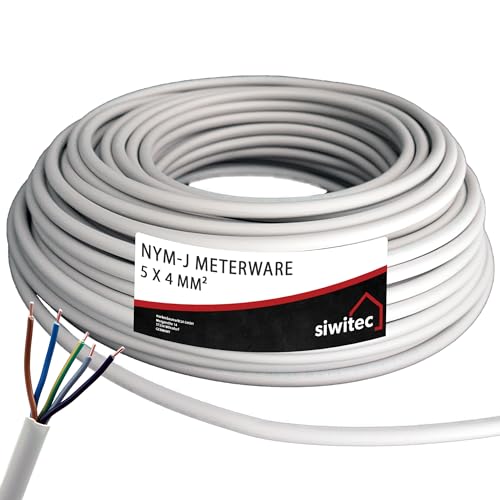 siwitec NYM-Kabel | NYM-J 5x4 mm² | 80 m Kabel | Meterware 3-100 m | Stromkabel nach Maß | Installationskabel | Mantelleitung - Made in Germany siwitec NYM-Kabel | NYM-J 5x4 mm² | 80 m Kabel | Meterware 3-100 m | Stromkabel nach Maß | Installationskabel | Mantelleitung - Made in Germany von siwitec