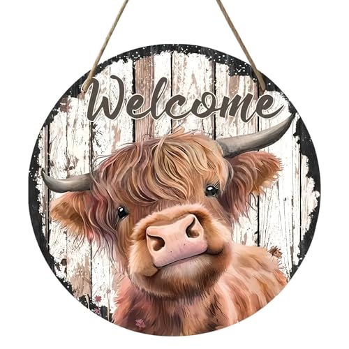 American Farm Cattle Yak Willkommen Türbehang Türschild Festival Home Tür Wanddekoration Auflistung Pool Party Essensset (Brown, One Size) von skyrabbiter