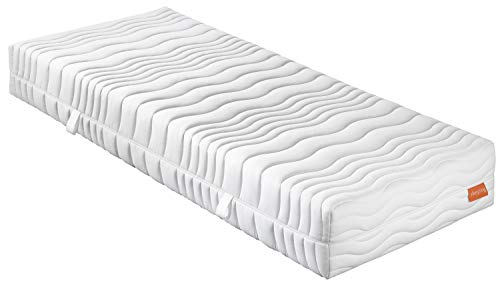 sleepling 190156 Gelschaum Matratze Innovation 400, 8 cm Memory Foam Auflage, Wendegriffe, Härtegrad 2.5 bis 100 kg, Made in EU, Ökotex, waschbar 60 Grad, 90 x 200 cm, weiß von sleepling