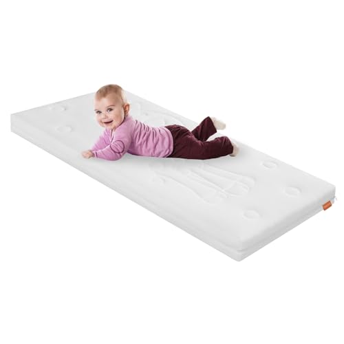 sleepling 193938 Babymatratze Premium Duo Lena | Wendematratze mit Babyseite und Kleinkindseite | Kindermatratze | Sichere Trittkante | Made in EU | Ökotex | 60 Grad waschbar | 70 x 140 cm, weiß von sleepling