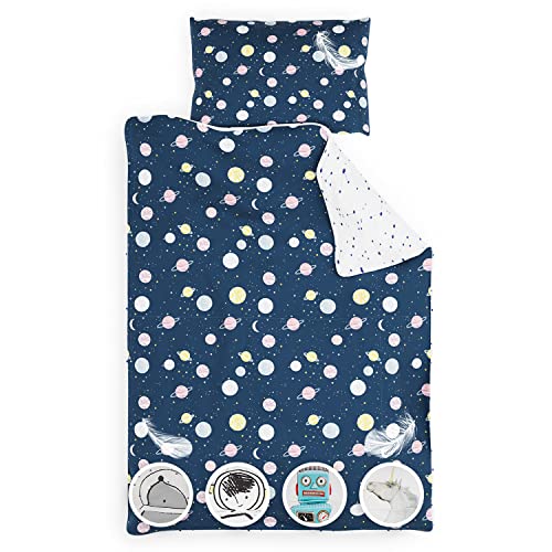 sleepwise Kinderbettwäsche 135x200 | ÖKO-Tex Zertifiziert 2tlg. Bettwäsche Kinder mit Kissenbezug 80x80 cm | Extraweiche Mikrofaser Kinder Bettwäsche Set mit Reißverschluss | Planets von sleepwise